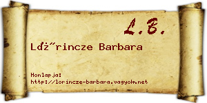 Lőrincze Barbara névjegykártya